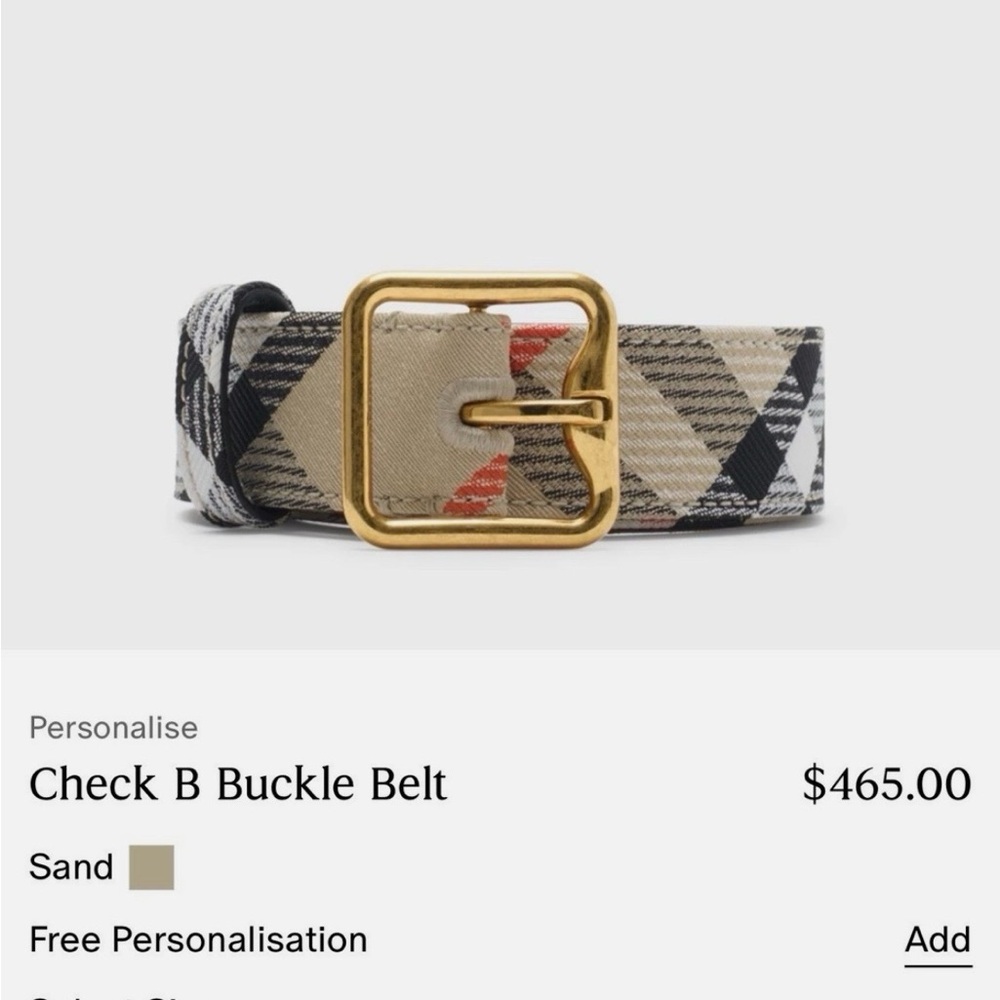 Burberry Check B Buckle Belt